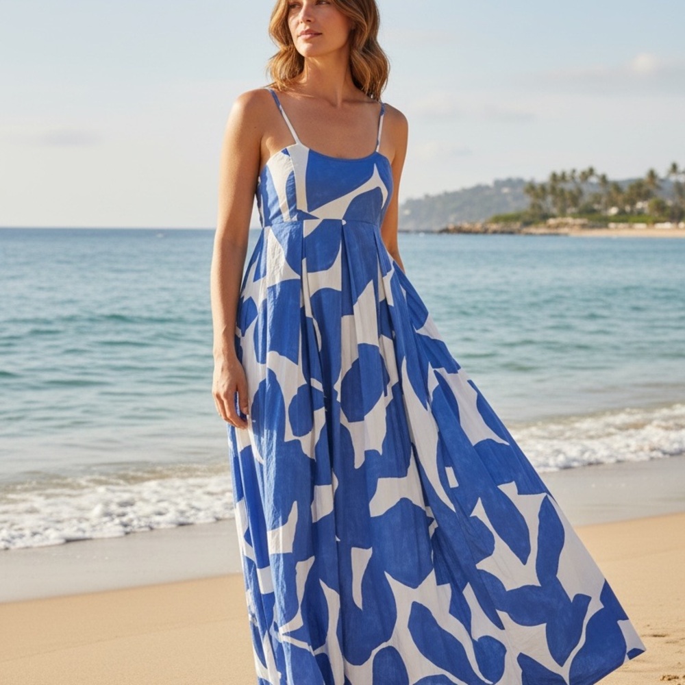 Anthropology sleeveless babydoll maxi dress